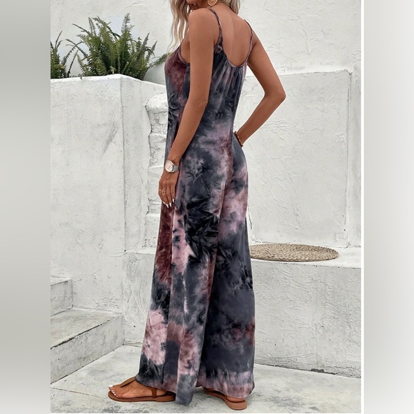 Boho Tie Dye Wide Leg Cami Jumpsuit M - Picture 2 of 8